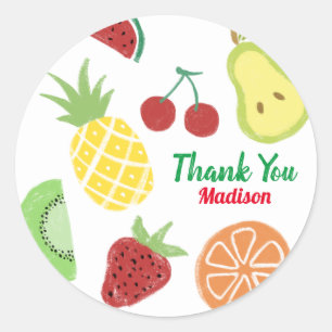 Sticker Rond Tutti frutti Fraîche été Anniversaire Douche