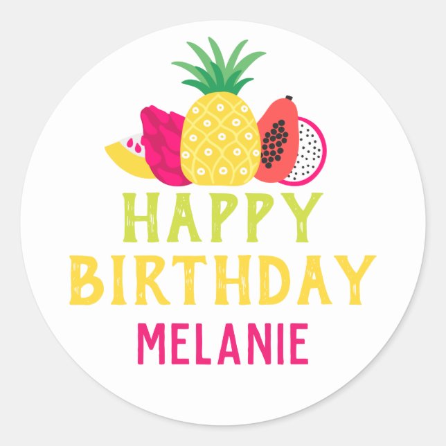 Sticker Rond Tutti Frutti Fruit Tropical Anniversaire (Devant)