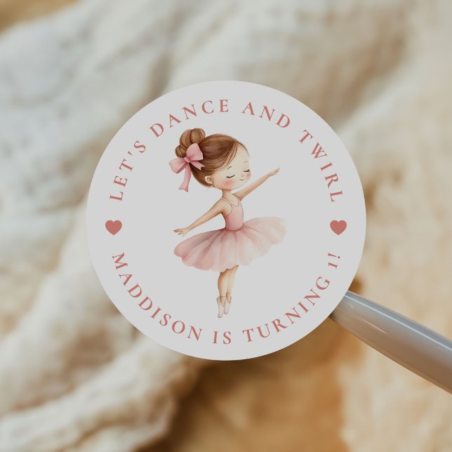 Sticker Rond Tutu Ballerina Ballet Dancer Girl Birthday (Créateur téléchargé)