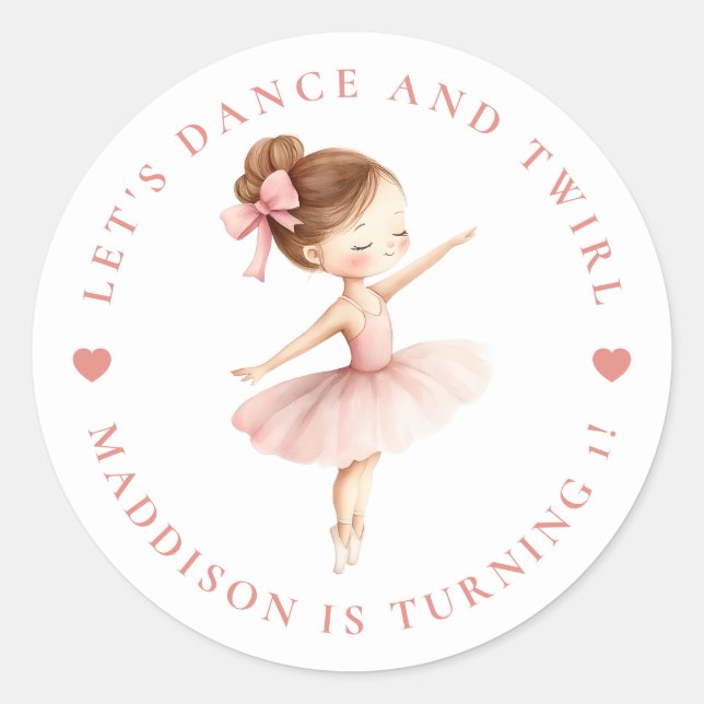 Sticker Rond Tutu Ballerina Ballet Dancer Girl Birthday (Devant)