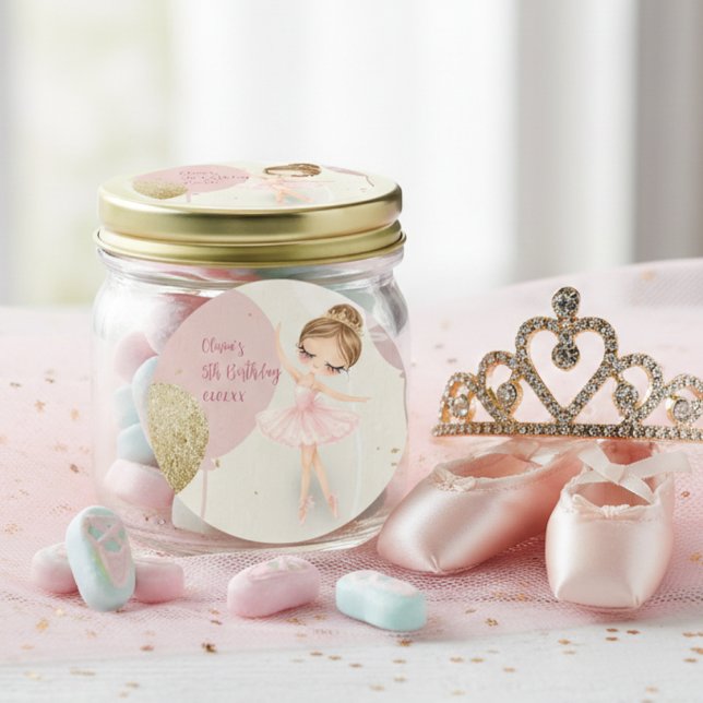 Sticker Rond Tutu Ballerina Pink Ballet Dancer Girl Birthday (Créateur téléchargé)