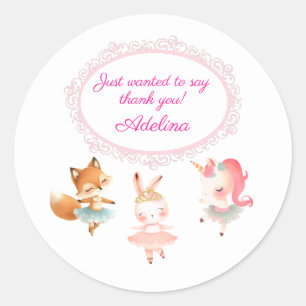 Sticker Rond Tutu Cute Ballerina Ballet Animaux Fête d'annivers