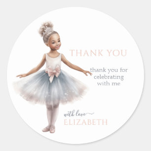 Sticker Rond Tutu Cute Elegant Ballerina Aquarelle Anniversaire