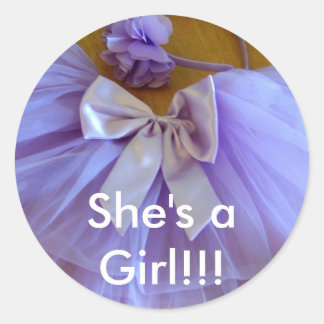 Sticker Rond tutu CUTE, elle est une fille ! ! !