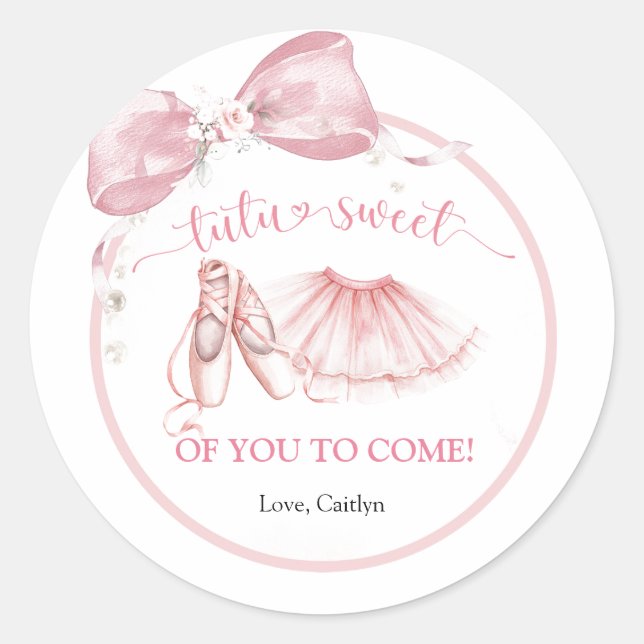 Sticker Rond Tutu de Coquette à Ruban Rose Merci Doux (Devant)