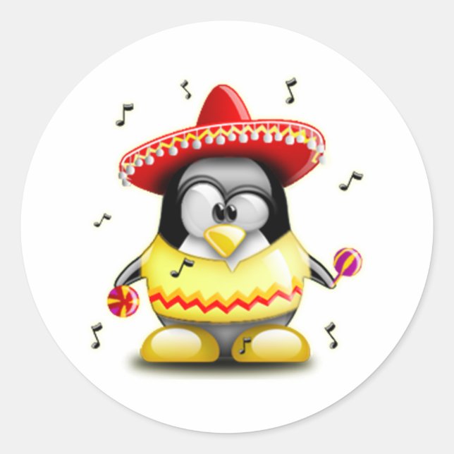 Sticker Rond Tux mexicain (Devant)