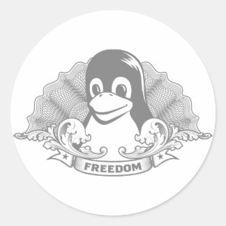 Sticker Rond Tux Penguin - (Linux, Open Source, Copyleft, FSF)