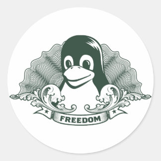 Sticker Rond Tux Penguin - (Linux, Open Source, Copyleft, FSF)
