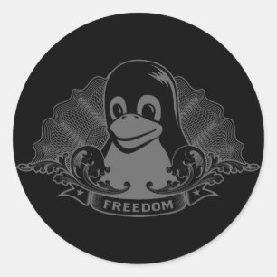 Sticker Rond Tux Penguin - (Linux, Open Source, Copyleft, FSF)