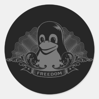 Sticker Rond Tux Penguin - (Linux, Open Source, Copyleft, FSF)