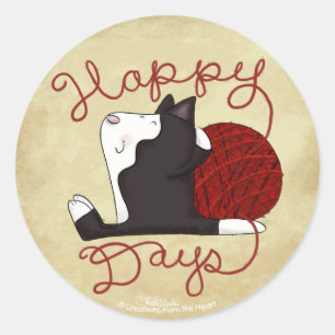 Sticker Rond Tuxedo Chat - Jours heureux