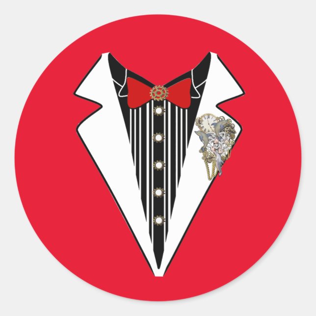 Sticker Rond Tuxedo - Mariage Steampunk (Devant)