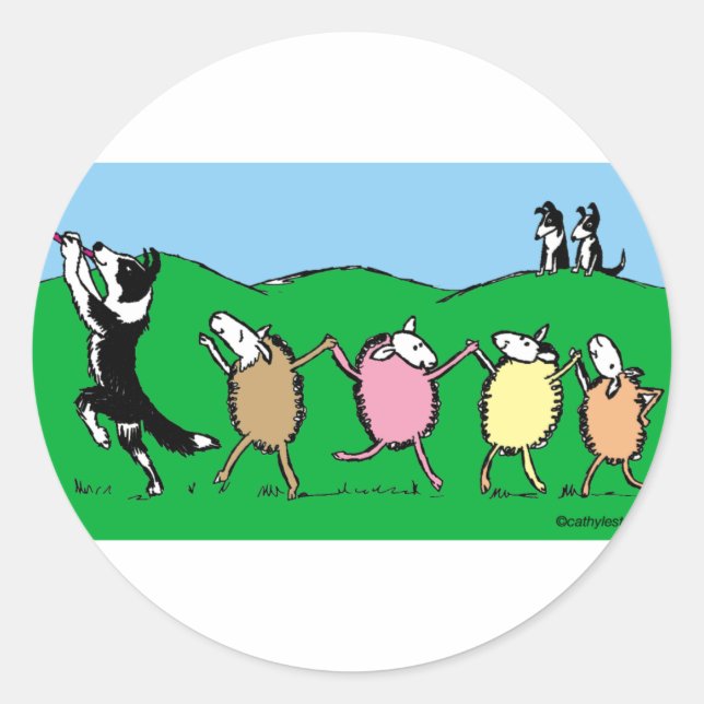 Sticker Rond Tuyauterie Collie Bordure (Devant)