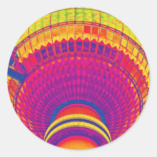 Sticker Rond Tv Tower (Fernsehturm), Berlin, Rainbow Color (tv)