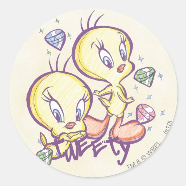 Sticker Rond TWEETY™ avec Gems (Devant)