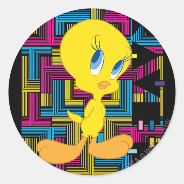 Sticker Rond TWEETY™ Électronique de Couleur (Devant)
