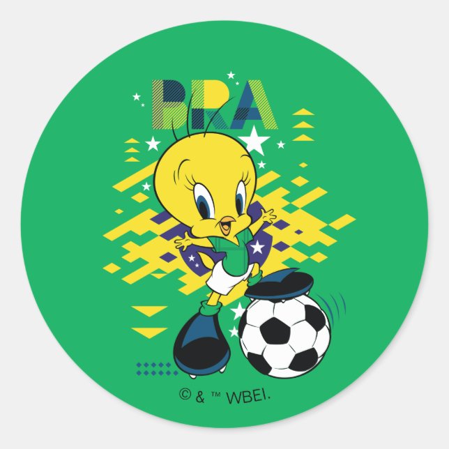 Sticker Rond TWEETY™ Team Brazil Soccer Graphic (Devant)