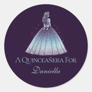 Sticker Rond Twilight violet Quinceañera fille