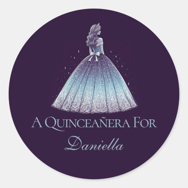 Sticker Rond Twilight violet Quinceañera fille (Devant)