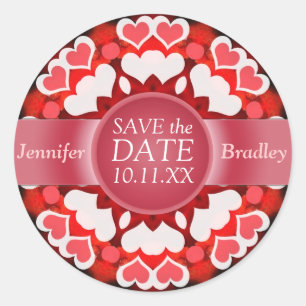 Sticker Rond Twin Hearts Enregistrer la date
