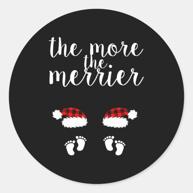 Sticker Rond Twin Pregnancy Christmas Pregnant Women The More T (Devant)