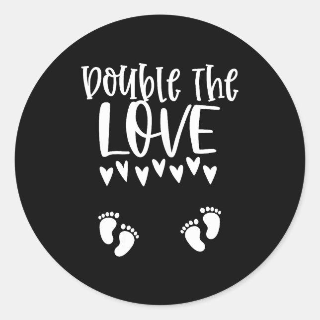 Sticker Rond Twin Pregnancy Valentines Day Pregnant Mom Baby An (Devant)