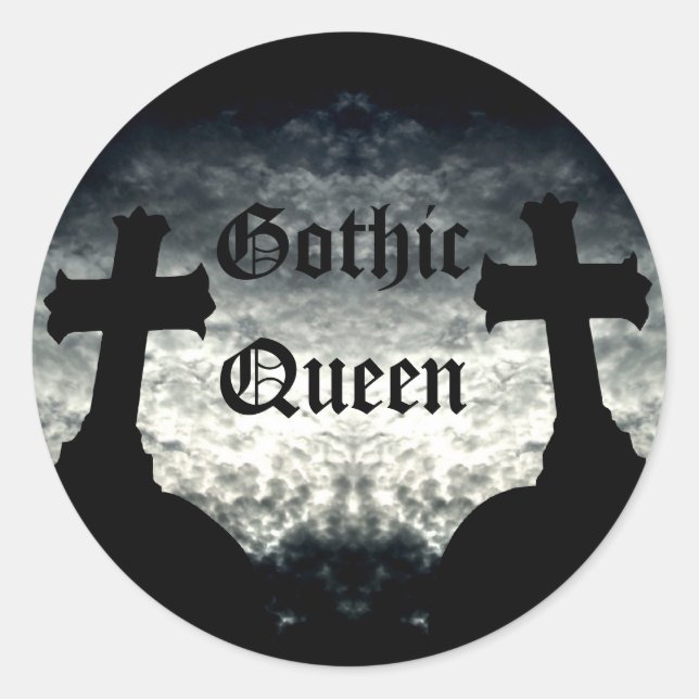 Sticker Rond Twin traverse la reine gothique (Devant)