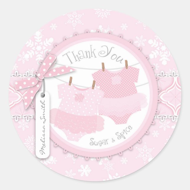 Sticker Rond Twin Tutu Polka Dot Jumpers & Winter Snowflake (Devant)
