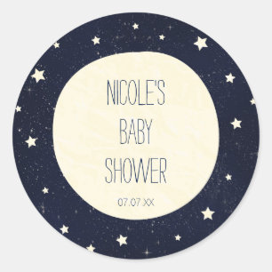 Sticker Rond Twinkle Little Star Ciel Étoilé & Moon Baby Shower
