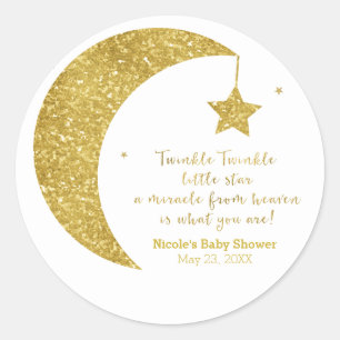Sticker Rond Twinkle little Star Gold Glitter Moon Stars Favor