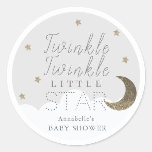 Sticker Rond Twinkle Little Star Gris Baby shower