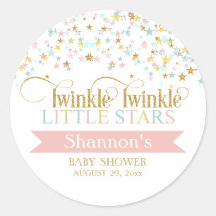 Sticker Rond Twinkle Little Stars Twins Baby shower N'importe q