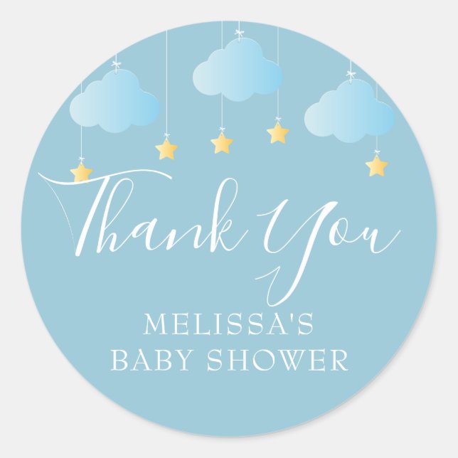 Sticker Rond Twinkle scintille petit baby shower étoile bleu (Devant)