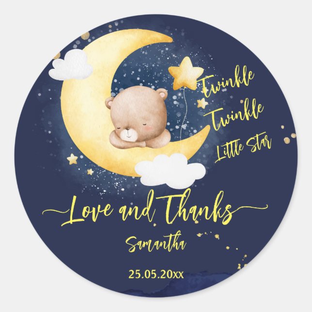 Sticker Rond Twinkle scintille petit baby shower étoile en pelu (Devant)