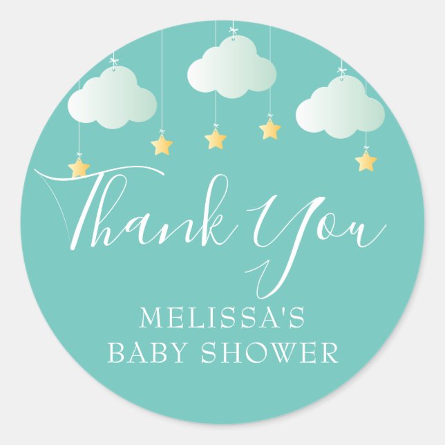 Sticker Rond Twinkle scintille petit baby shower étoile merci (Devant)