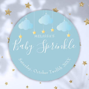 Sticker Rond Twinkle Sprinkle Little Star Baby Boy Shower Blue