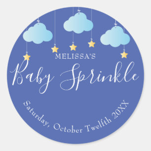 Sticker Rond Twinkle sprinkle petite étoile baby shower bleu