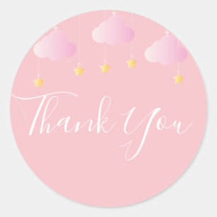 Sticker Rond Twinkle sprinkle petite étoile baby shower rose