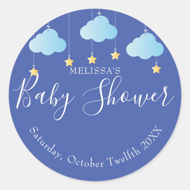Sticker Rond Twinkle Twinkle Baby Boy Shower Bleu / Sprinkle (Devant)