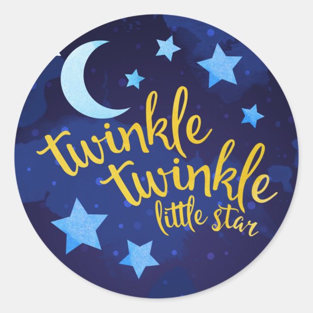 Sticker Rond Twinkle Twinkle Baby shower neutre genre (Devant)