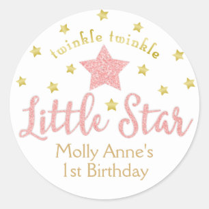 Sticker Rond Twinkle Twinkle Little Star 1er anniversaire Pink