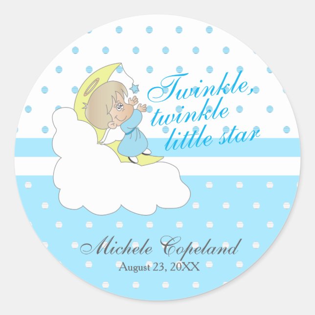 Sticker Rond Twinkle, Twinkle Little Star - Baby Boy (Devant)