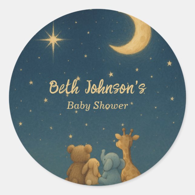 Sticker Rond Twinkle Twinkle Little Star Baby Shower (Devant)