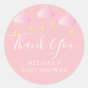 Sticker Rond Twinkle twinkle little star baby shower rose