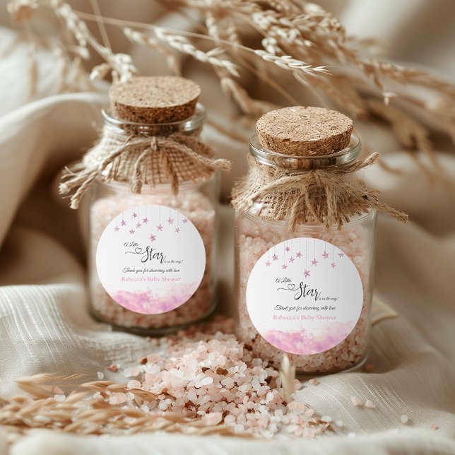 Sticker Rond Twinkle Twinkle Little Star Pink Girl Baby Shower (Créateur téléchargé)