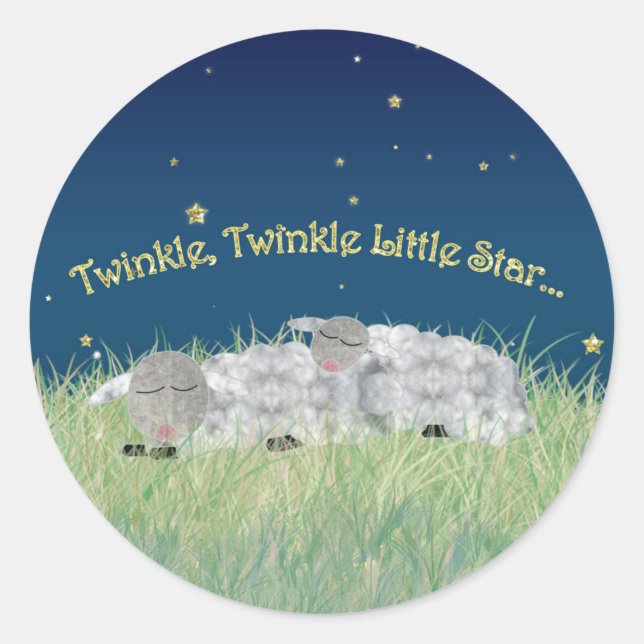 Sticker Rond Twinkle Twinkle Little Star Sleeping Sheep (Devant)