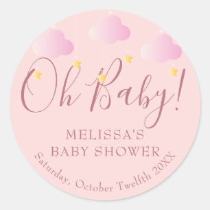 Sticker Rond Twinkle Twinkle Oh Baby Baby shower rose