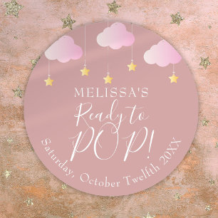 Sticker Rond Twinkle Twinkle Prêt à éclater Baby Shower Rose