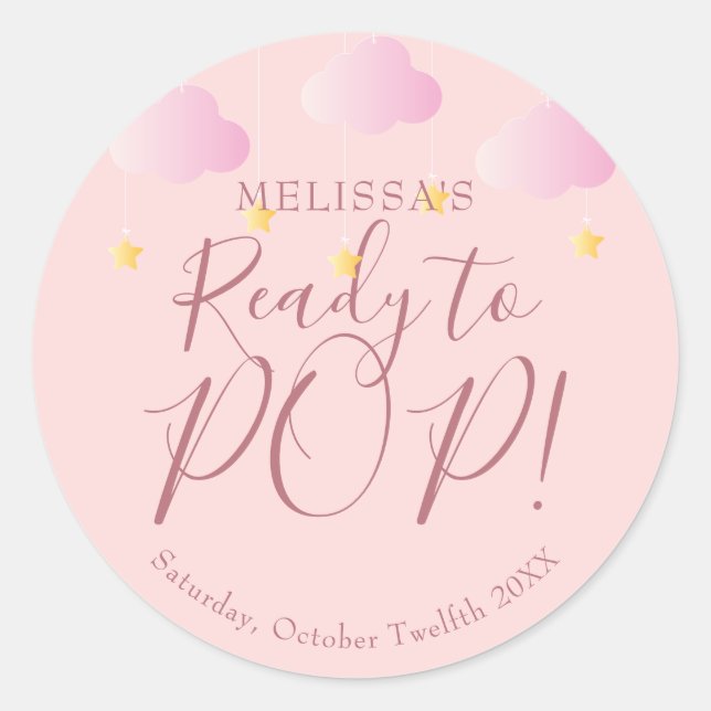 Sticker Rond Twinkle Twinkle Ready to POP Baby shower rose (Devant)