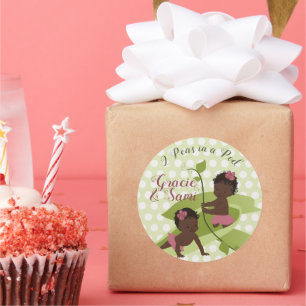 Sticker Rond Twins Baby Girl's Shower ou 1er anniversaire